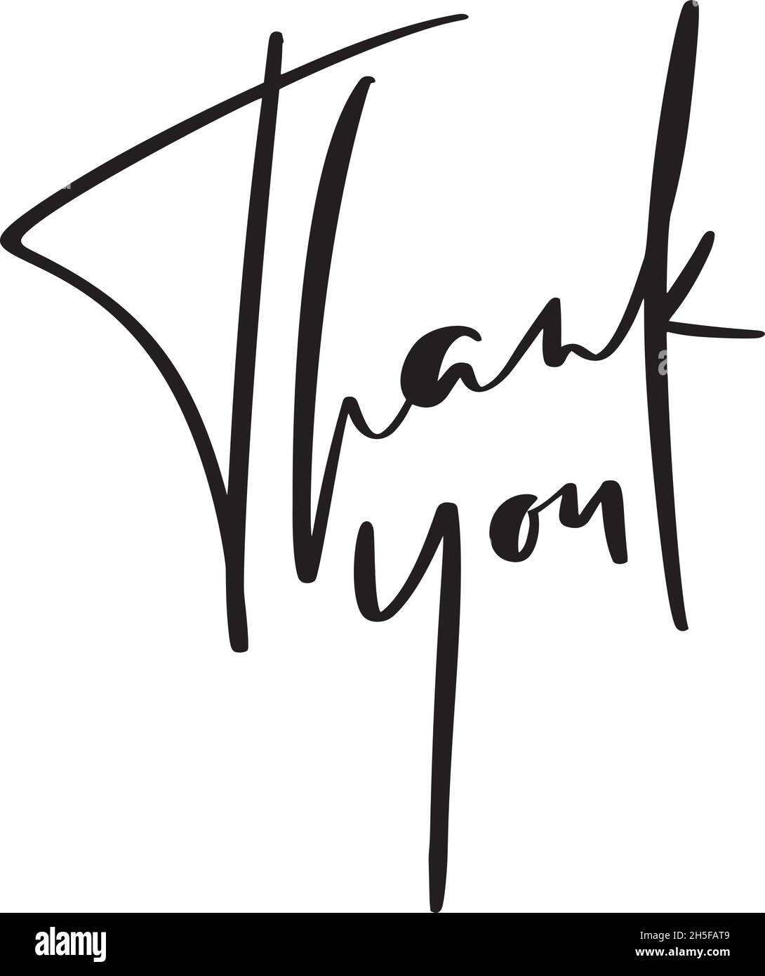 Hand drawn vector calligraphic vintage text Thank you on white ...
