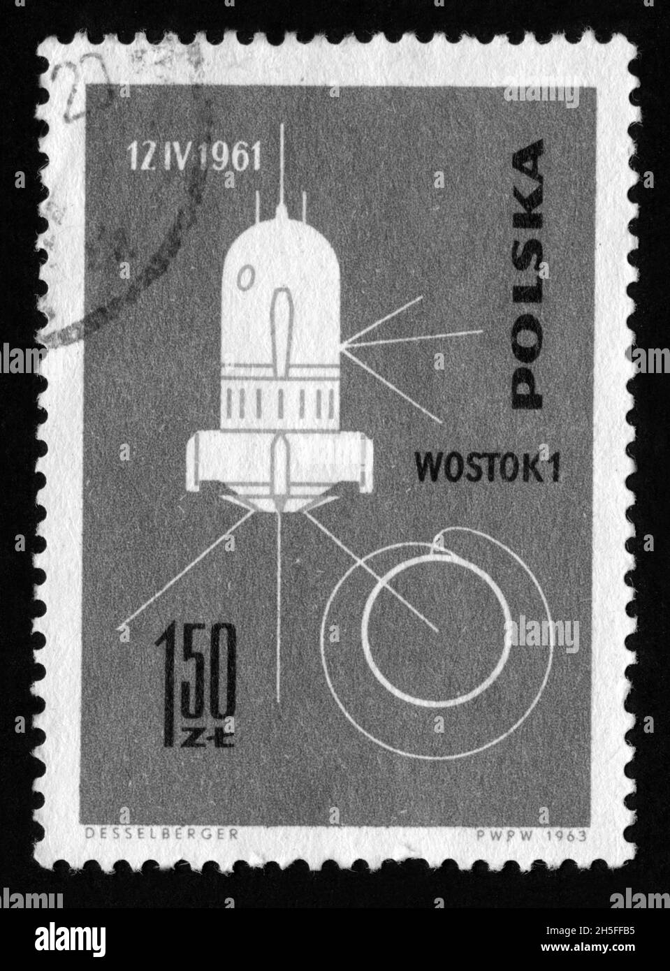 Stamp print in Poland, 1961,space,Vostok 1 Stock Photo
