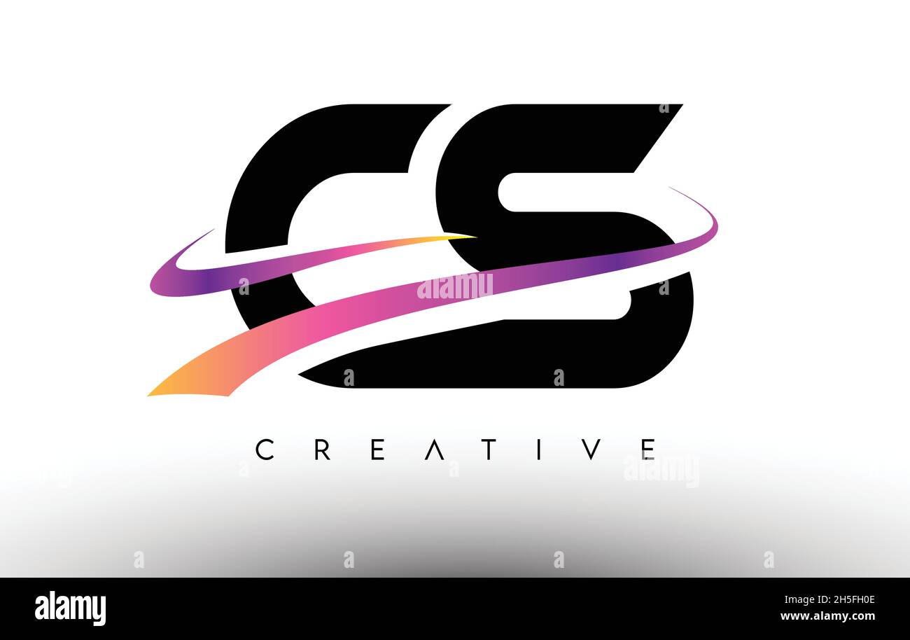 CS Logo Letter Design Icon. CS Letters with Colorful Creative Swoosh ...