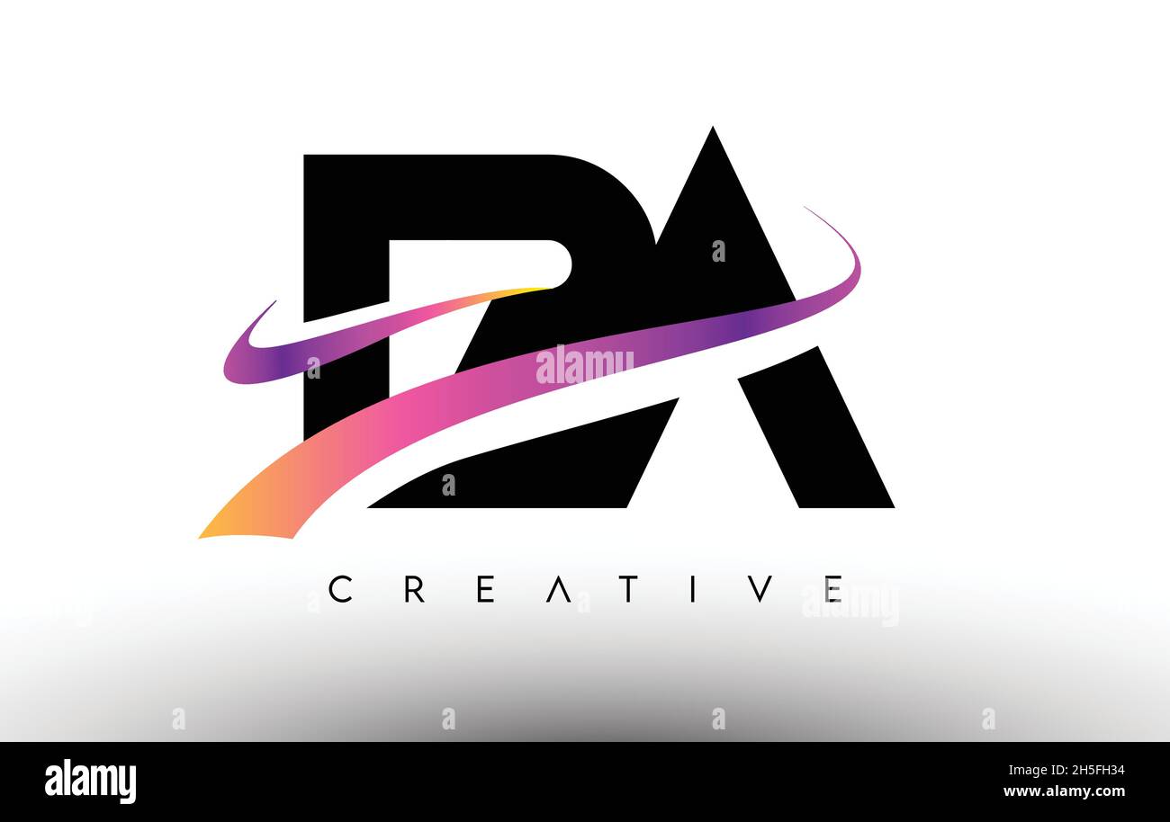 BA Logo Letter Design Icon. BA Letters with Colorful Creative Swoosh ...