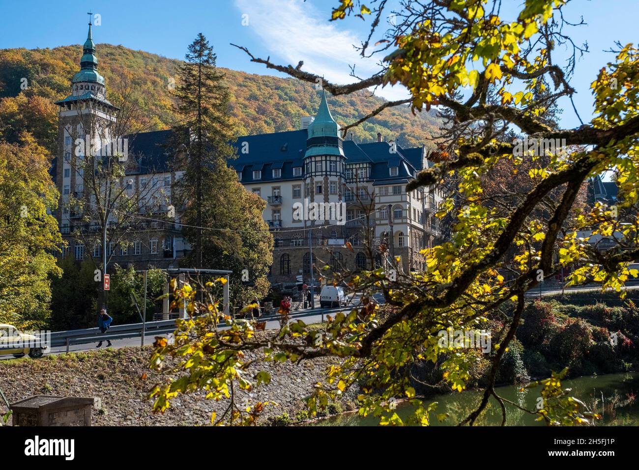 View of the Palace Hotel in autumn,  Lillafüred, Hungary Stock Photo
