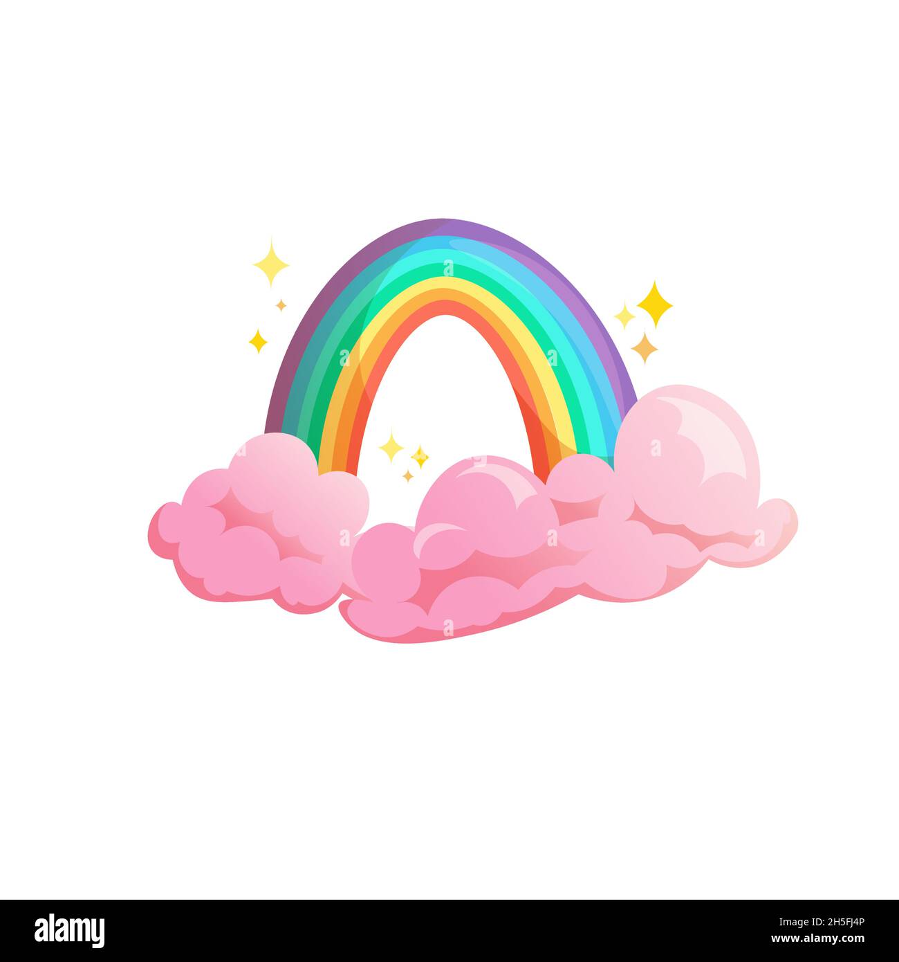 Cute rainbow with magic pink clouds. Cartoon illustration Stock Vector  Image & Art - Alamy
