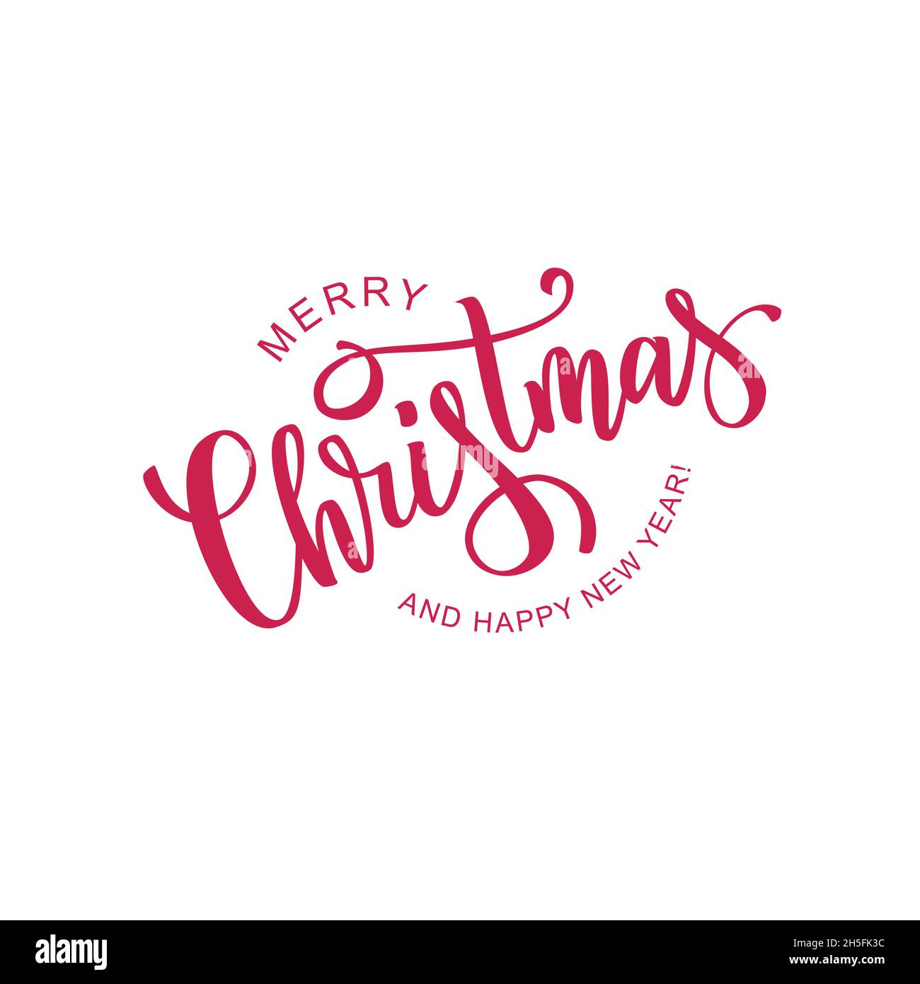 Merry Christmas red hand lettering text. Stock Vector