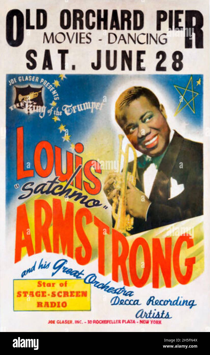 LOUIS ARMSTRONG  Poser for a 1941 concert at Old Orchard Beach Pier, Maine, USA in June 1941 Stock Photo