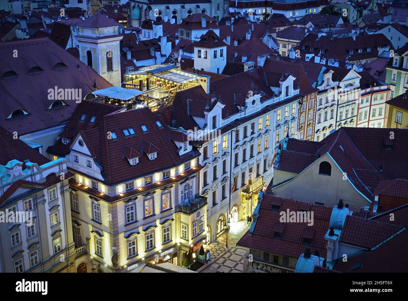 Prague viewed from above. Prague's rooftops. Czech republic Stock Photo