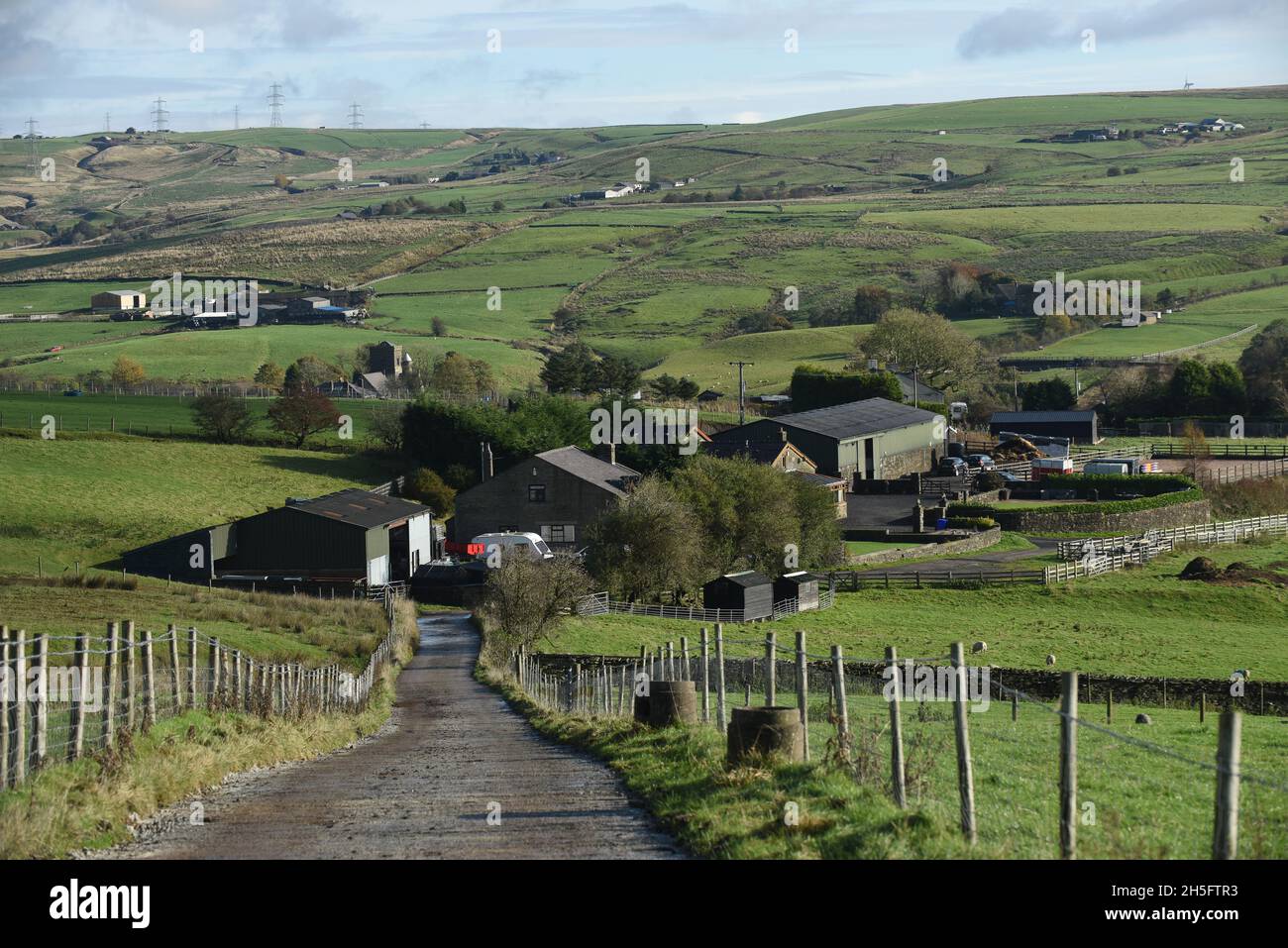 Hill farms on the Rossendale Moors, Lancashire, England, Uk Stock Photo