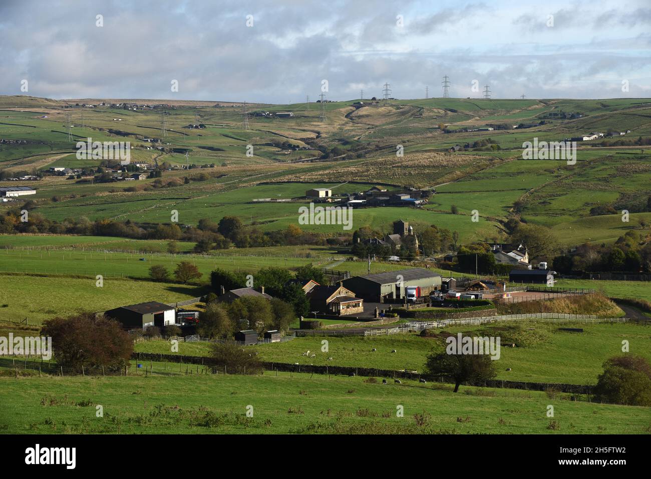 Hill farms on the Rossendale Moors, Lancashire, England, Uk Stock Photo