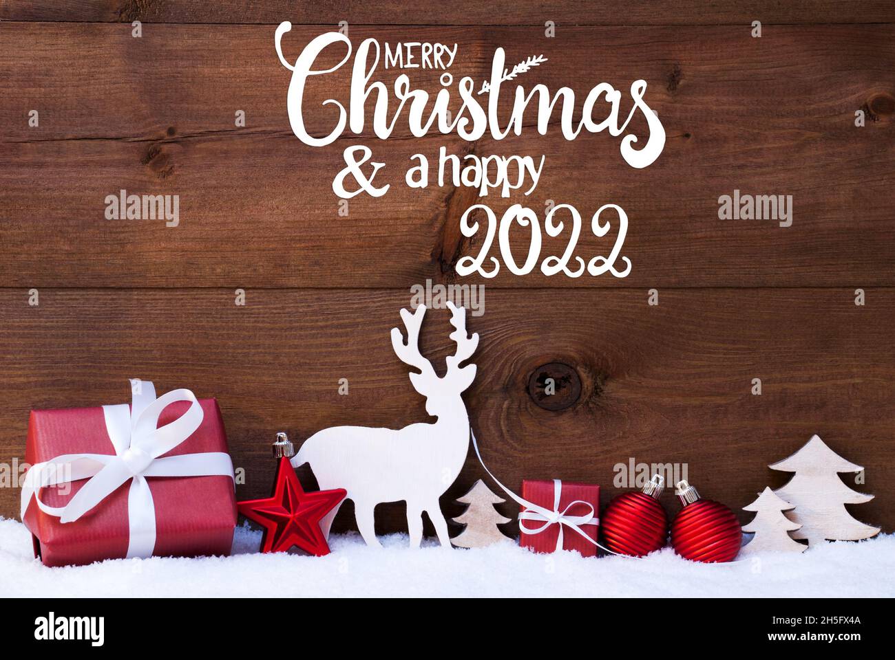 Christmas Giving Tree 2022 Reindeer, Gift, Tree, Ball, Snow, Merry Christmas And A Happy 2022 Stock  Photo - Alamy