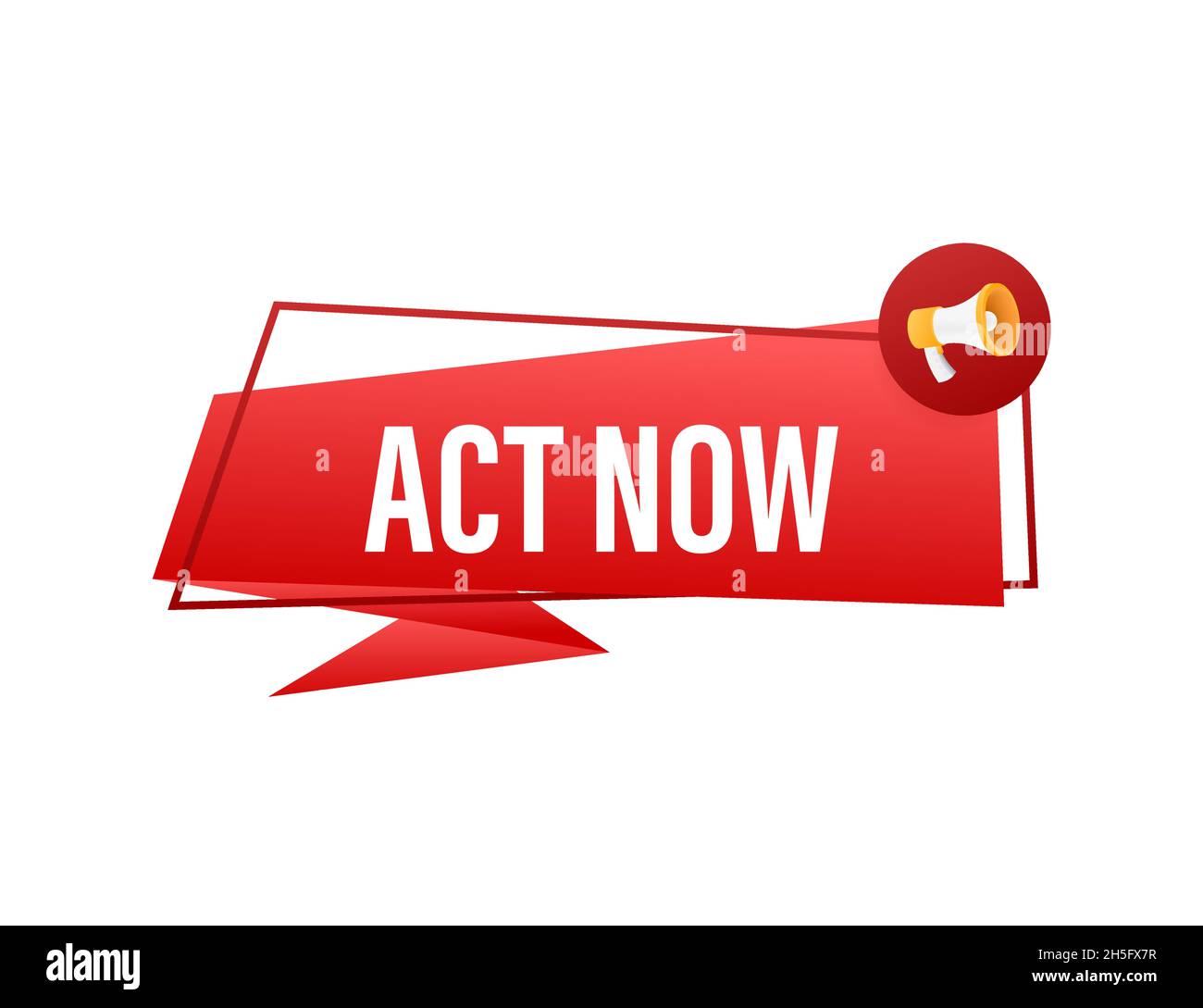 Megaphone banner with Act now speech bubble. Banner for business. Vector illustration Stock Vector