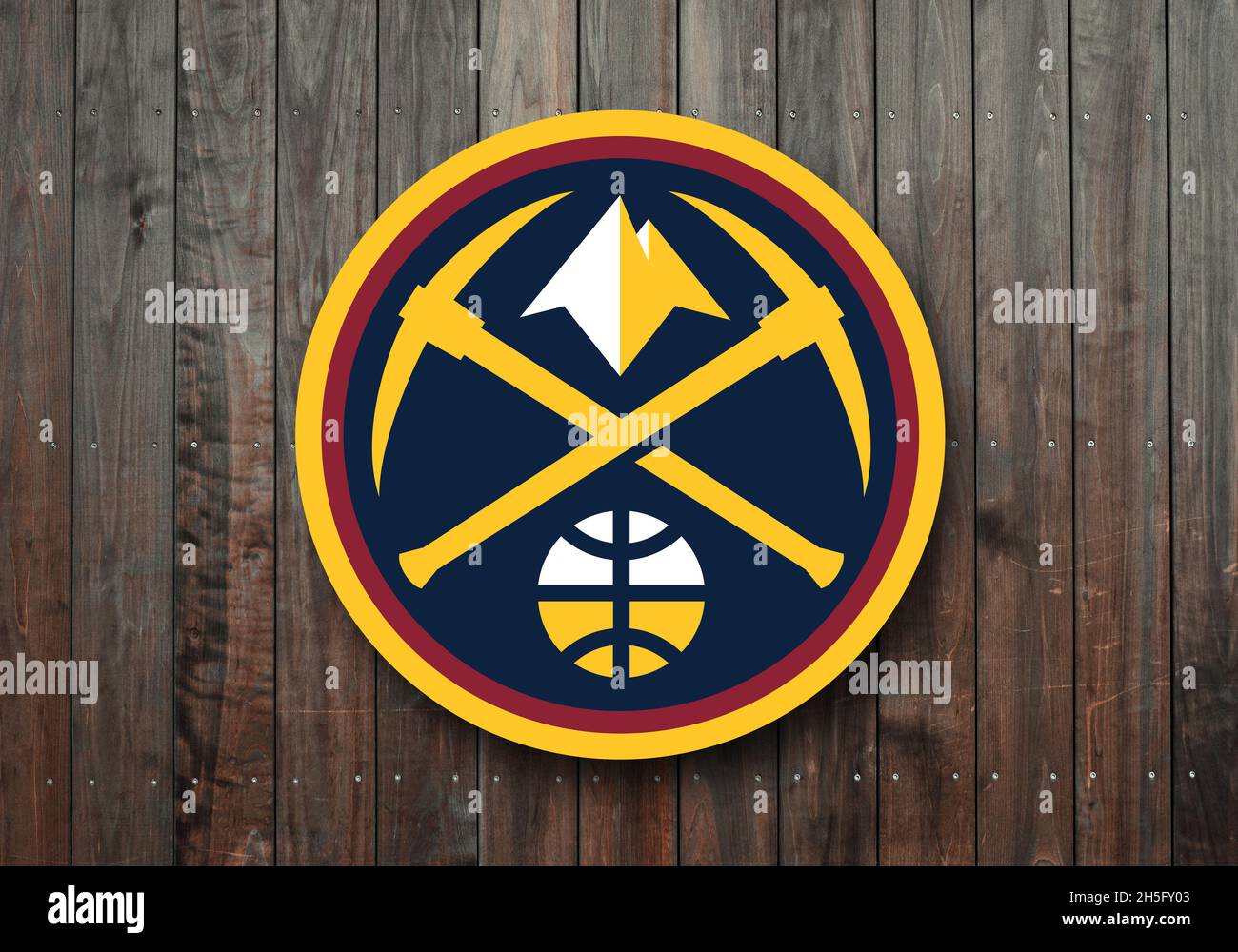 Coat of arms Denver Nuggets, Denver, they compete in the National Basketball Federation (NBA) Stock Photo