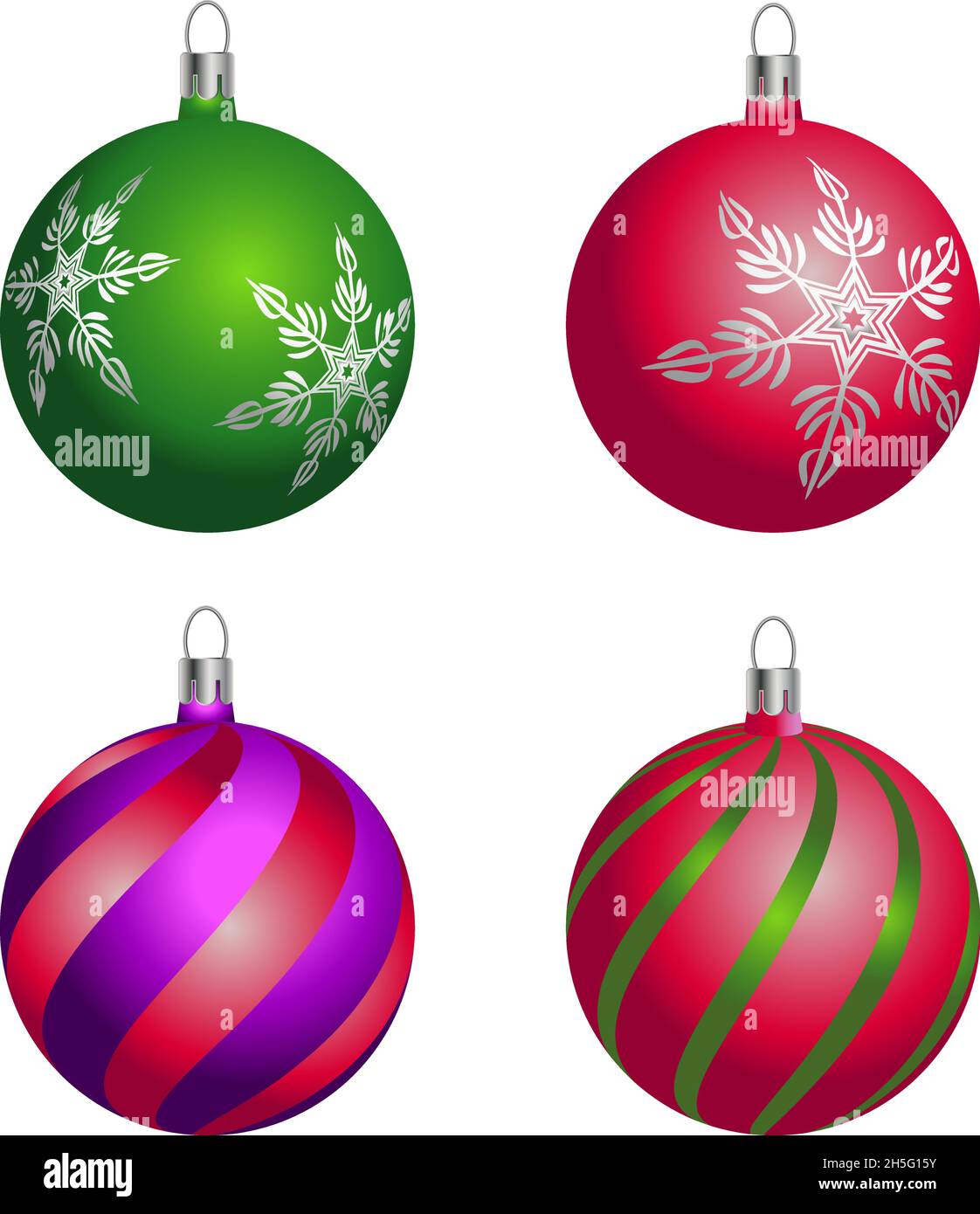 Colorful Christmas balls with a variety of shapes on its. Set of ...