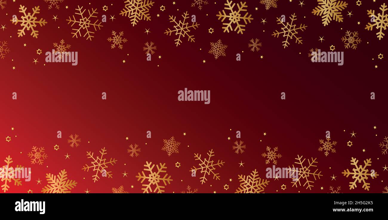 red and golden shiny christmas banner snowflake border Stock Vector ...