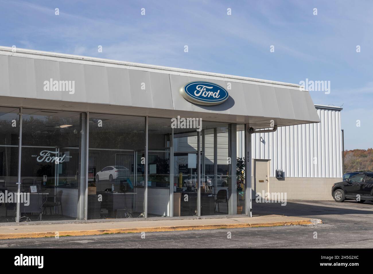 Peru Circa November 2021 Ford Car and Truck Dealership. Ford sells