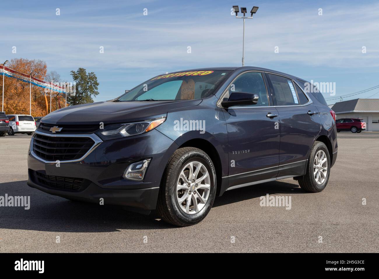 Peru Circa November 2021 Used Chevy Equinox on display. With current