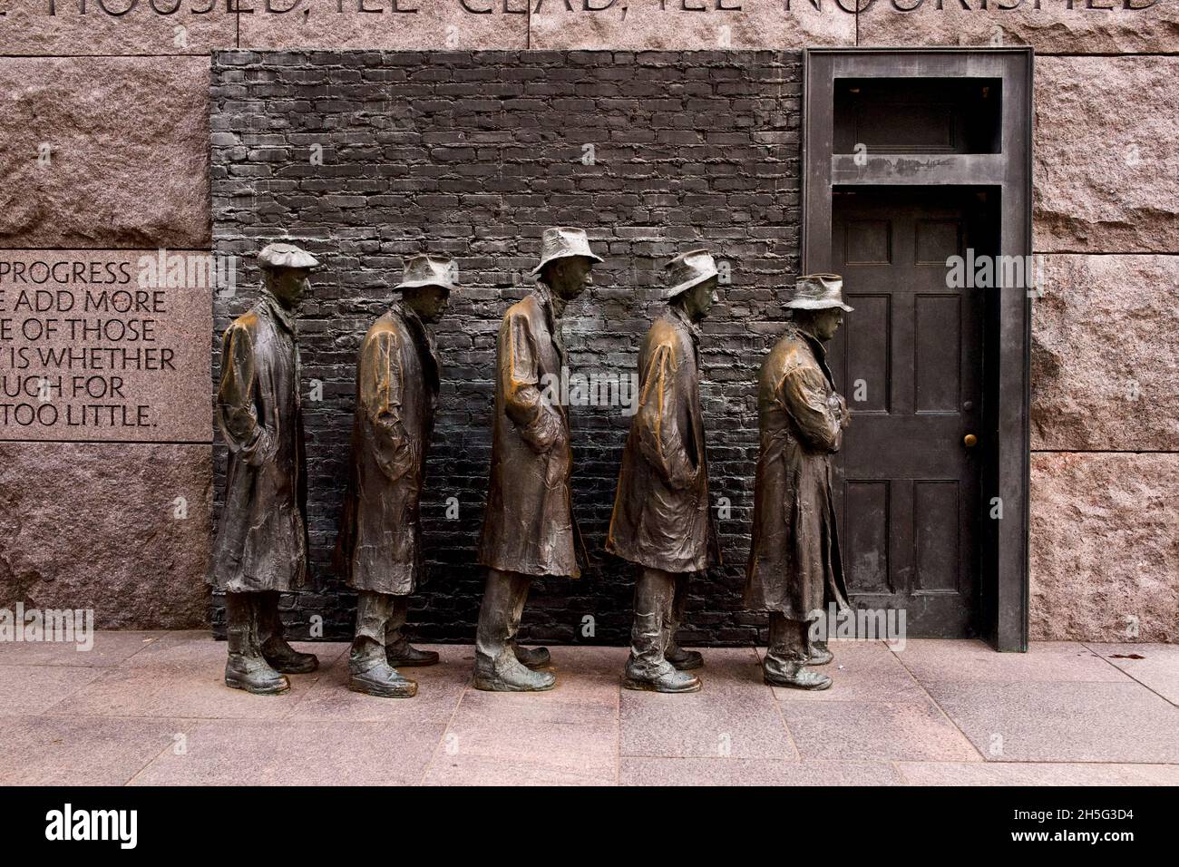 Sculpture by George Segal depicting men in a bread line during the great depression at the FDR Memorial in Washington DC on the National Mall Stock Photo