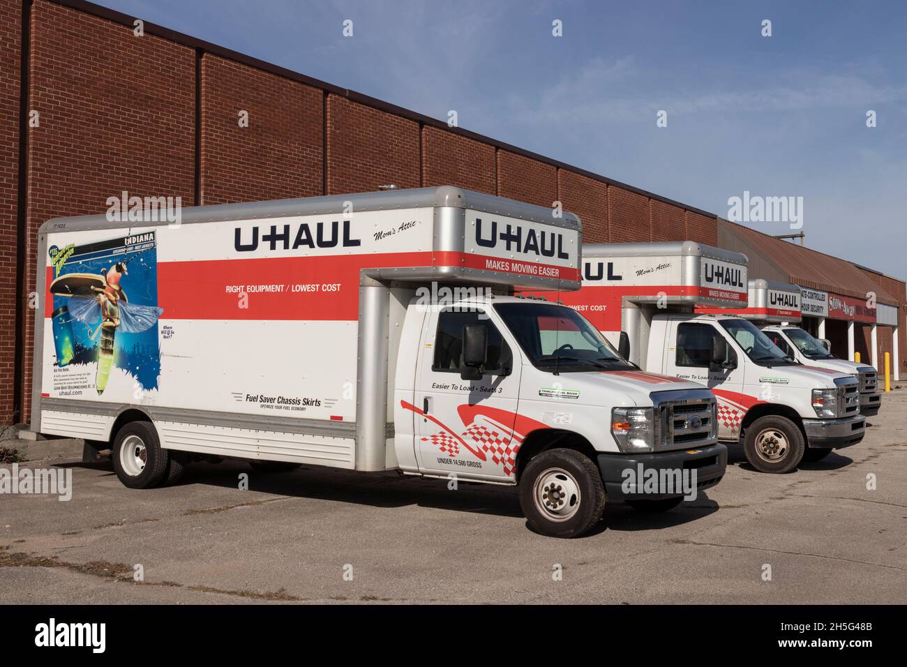 Peru - Circa November 2021: U-Haul Moving Truck Rental Location. U-Haul offers moving and storage solutions. Stock Photo
