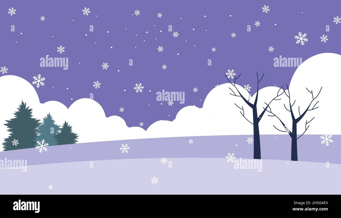 Snowy garden, winter landscape illustration Stock Vector Image & Art ...