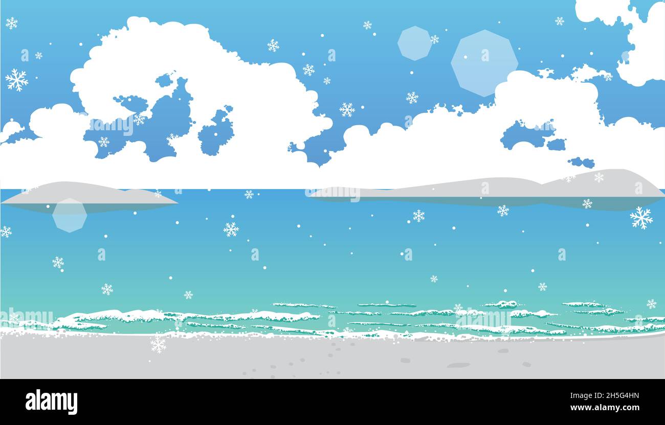 snowy winter sea illustration Stock Vector