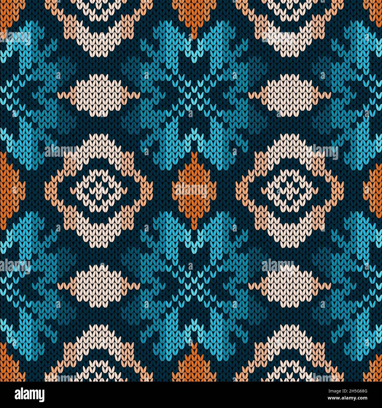 Muted knitting seamless vector pattern as a fabric texture in orange ...