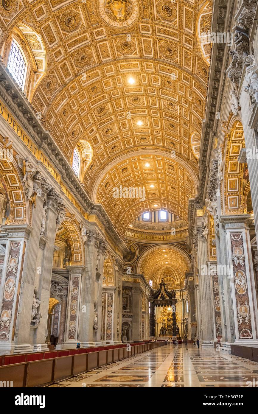 Saint Peter's Basilica interior in Vatican, Rome, Italy. Stock Photo