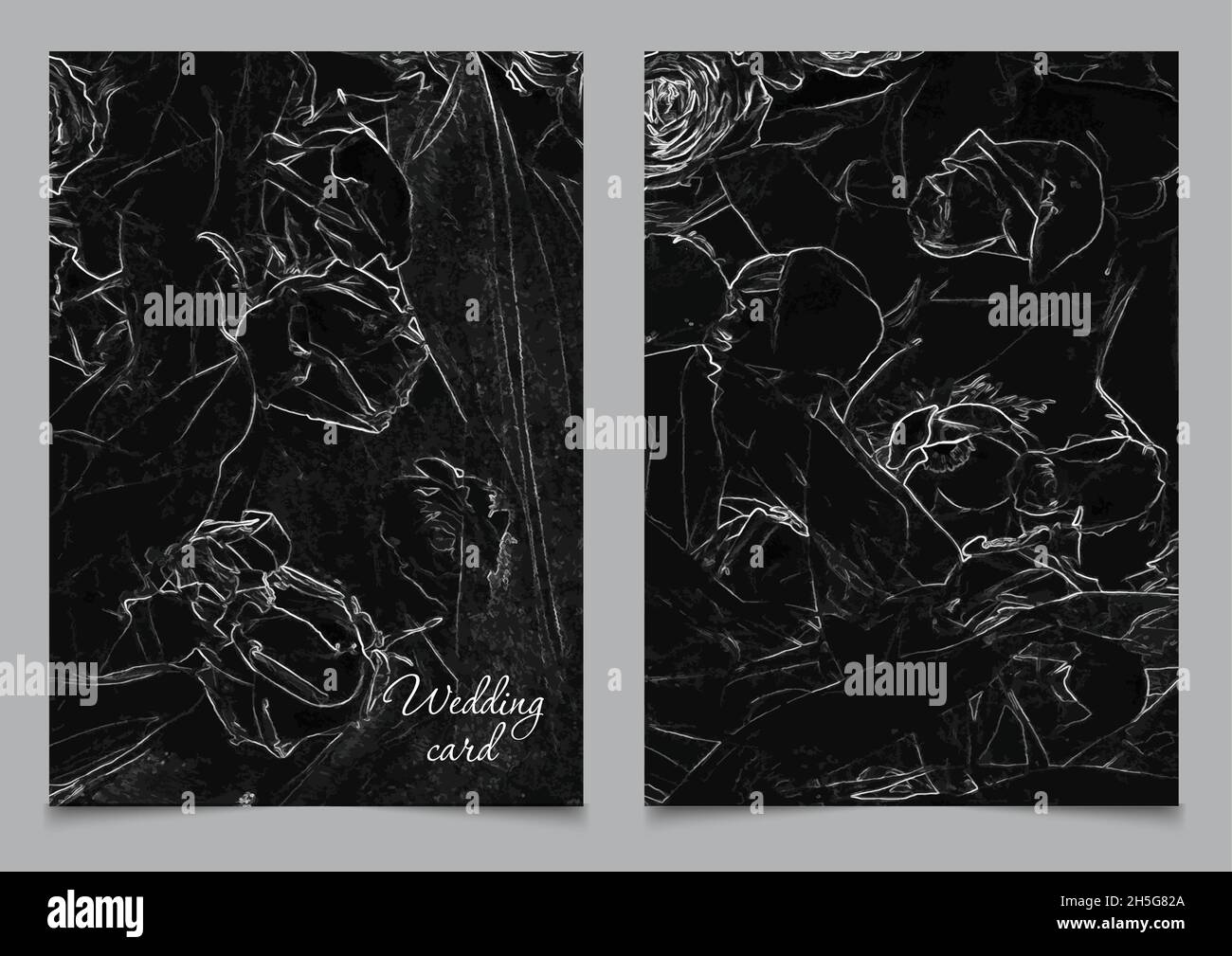 Unusual wedding vector background, black and white rose pattern Stock Vector