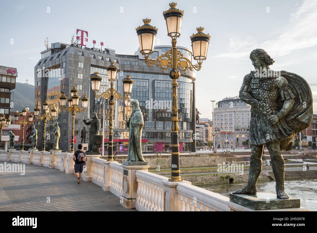 Bronze statues on the Art bridge in Skopje, North Macedonia Stock Photo