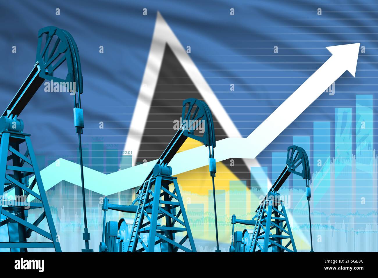 Saint Lucia oil industry concept, industrial illustration - rising up ...