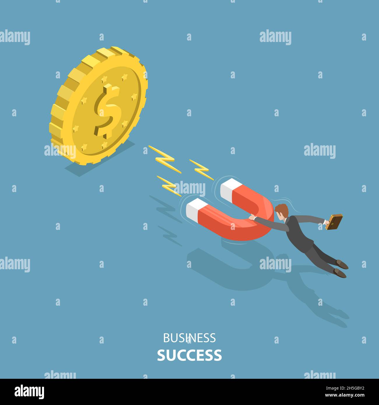 Business success flat isometric low poly vector concept. Stock Vector