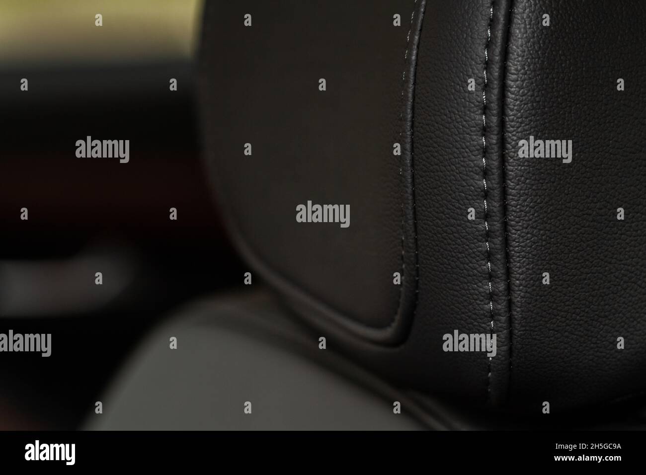 High angle view of modern car fabric seats. Closeup car seat texture