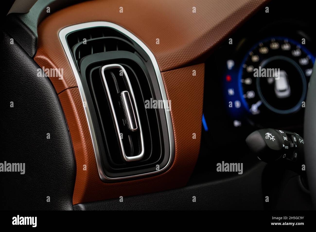 Car air conditioning close up view. The air conditioner flow inside the