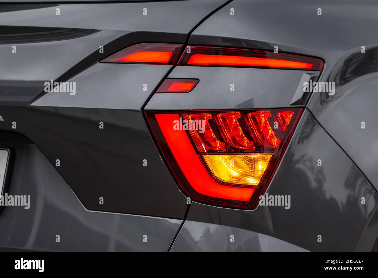 Modern SUV turn signal. Car turn signal close up. Close up of the