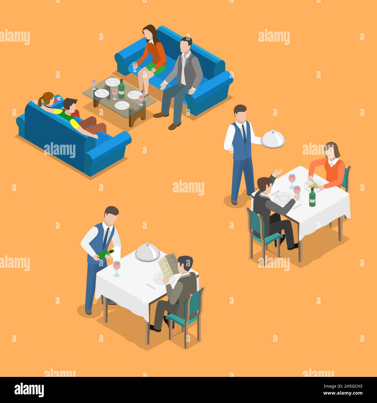 Restaurant service isometric flat vector concept Stock Vector Image ...