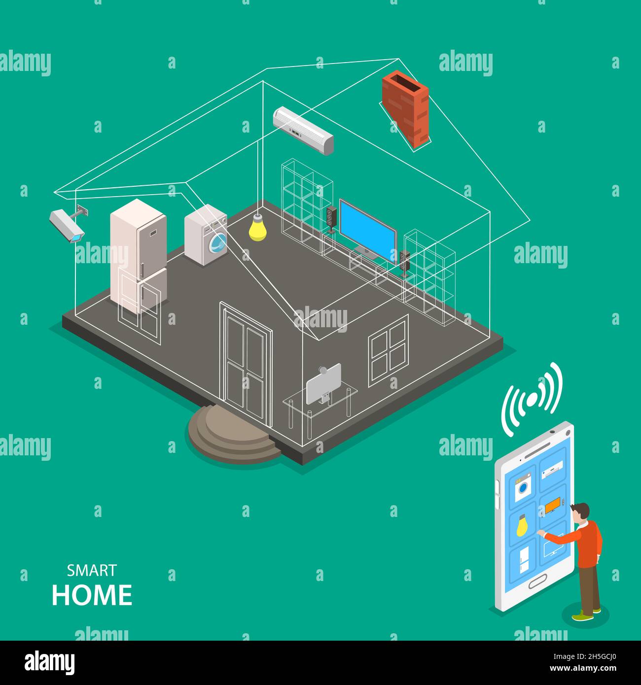 Smart home isometric flat vector concept. Stock Vector