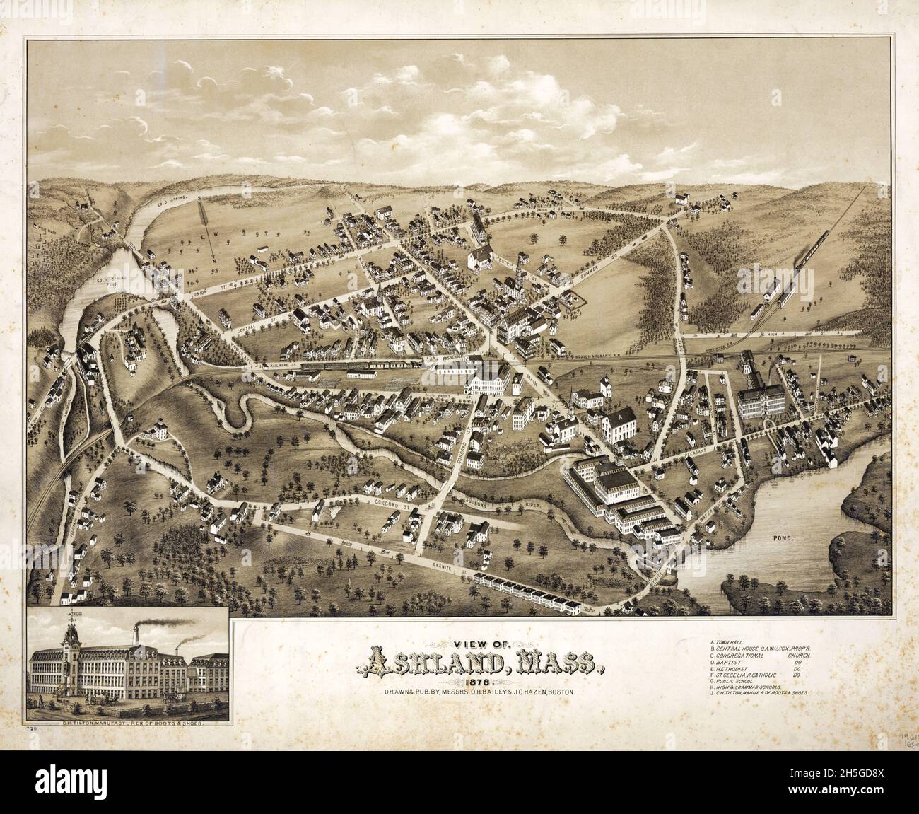 View of Ashland, Massachusetts. 1878. Bailey, O. H. (Oakley Hoopes