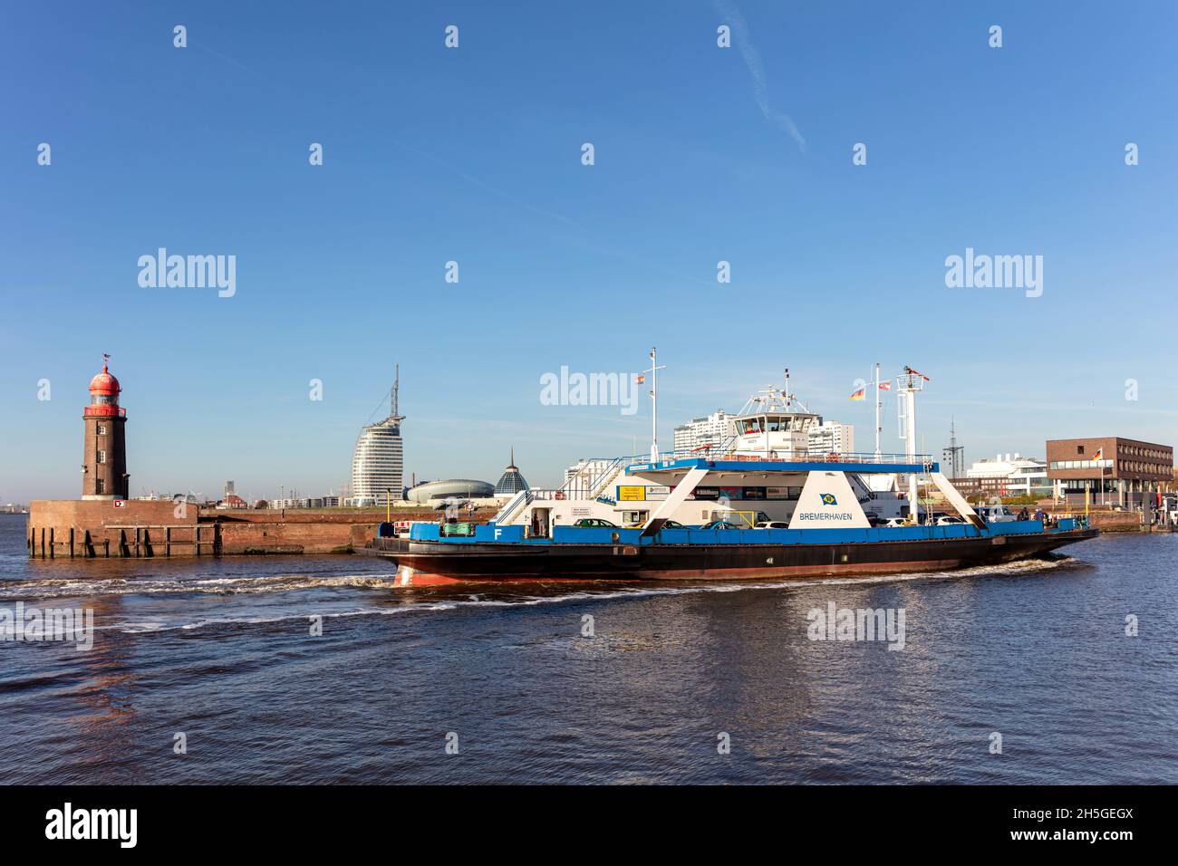 Weser ferry BREMERHAVEN in service between Bremerhaven and Nordenham Stock Photo