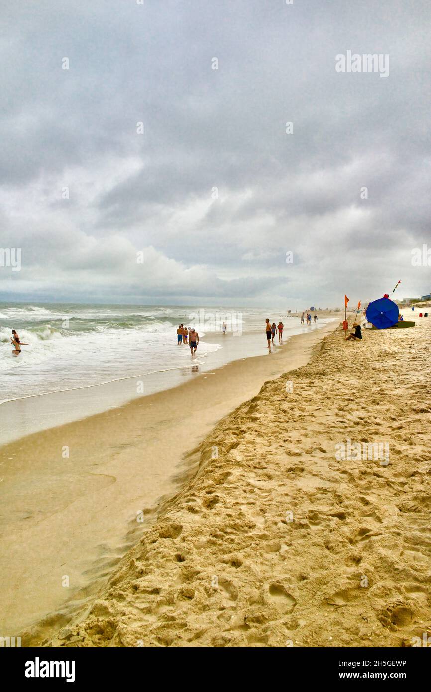 People in the beach on Long Beach Island on the Jersey Shore. Swimmers