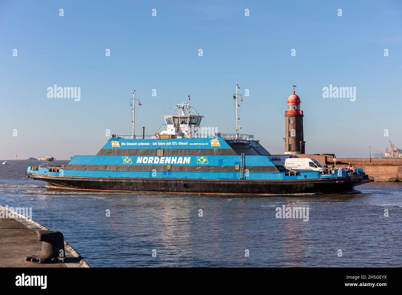 Weser ferry NORDENHAM in service between Bremerhaven and Nordenham Stock Photo