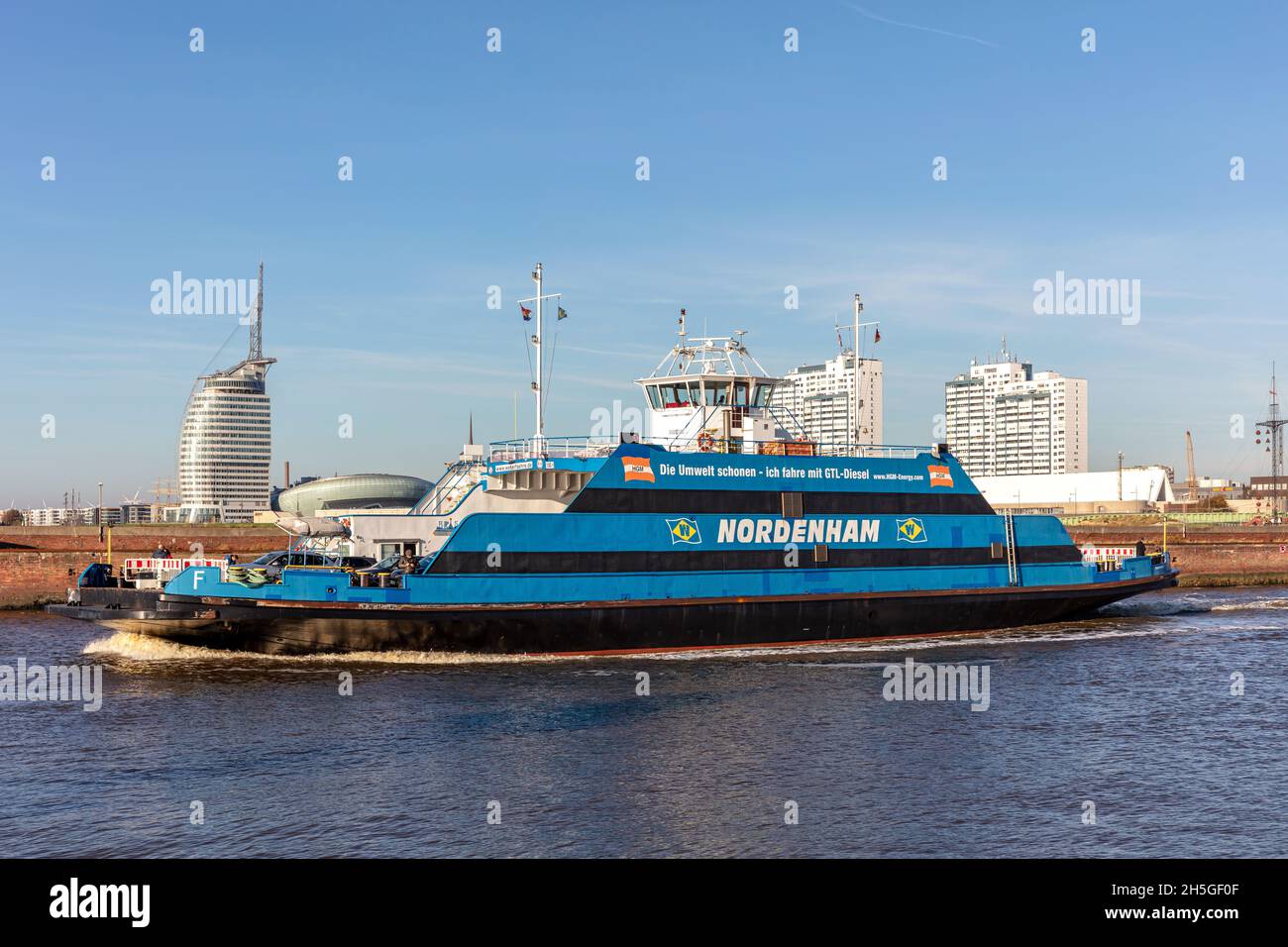 Weser ferry NORDENHAM in service between Bremerhaven and Nordenham Stock Photo