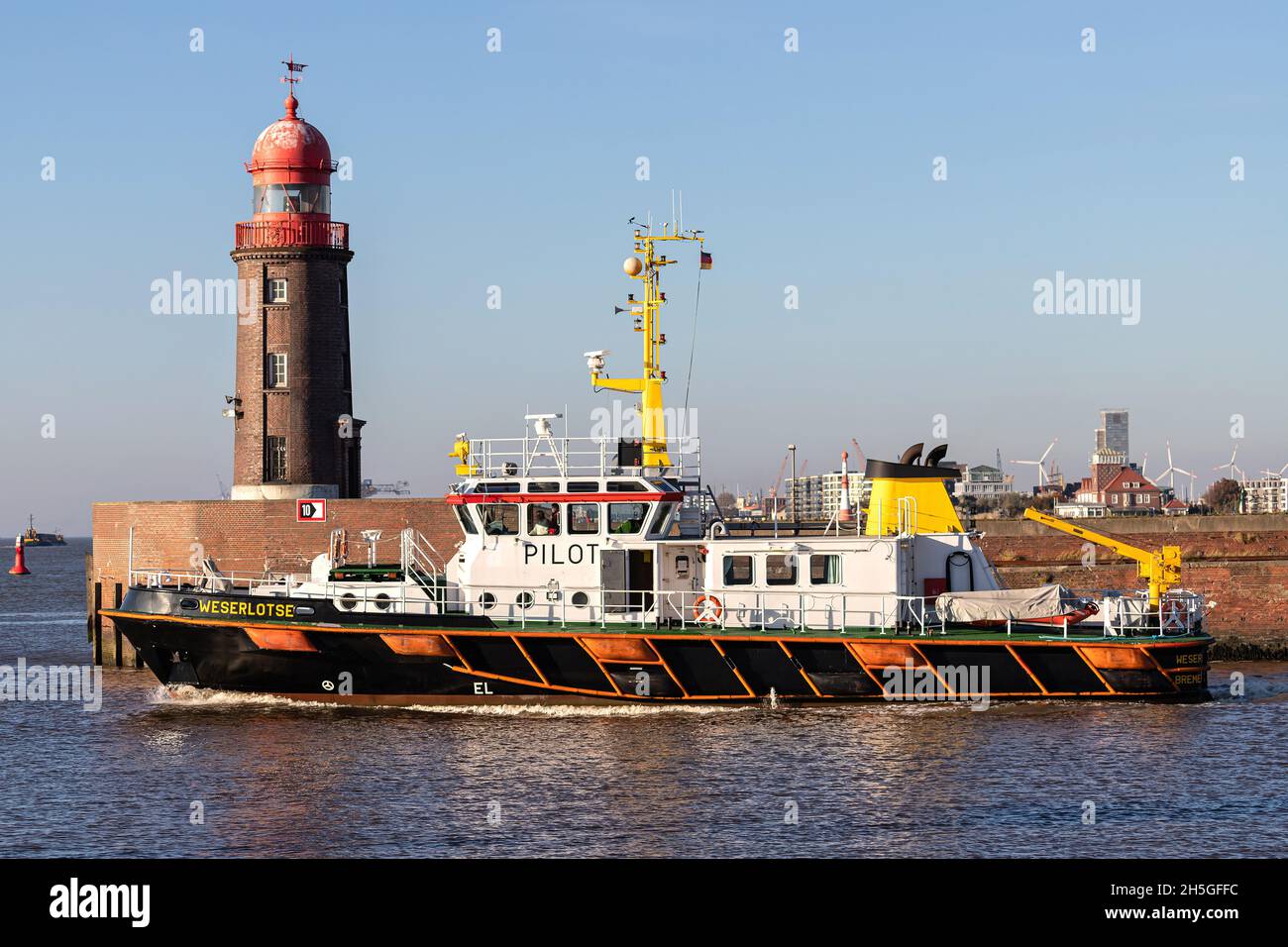 pilot tender WESERLOTSE in the port of Bremerhaven Stock Photo