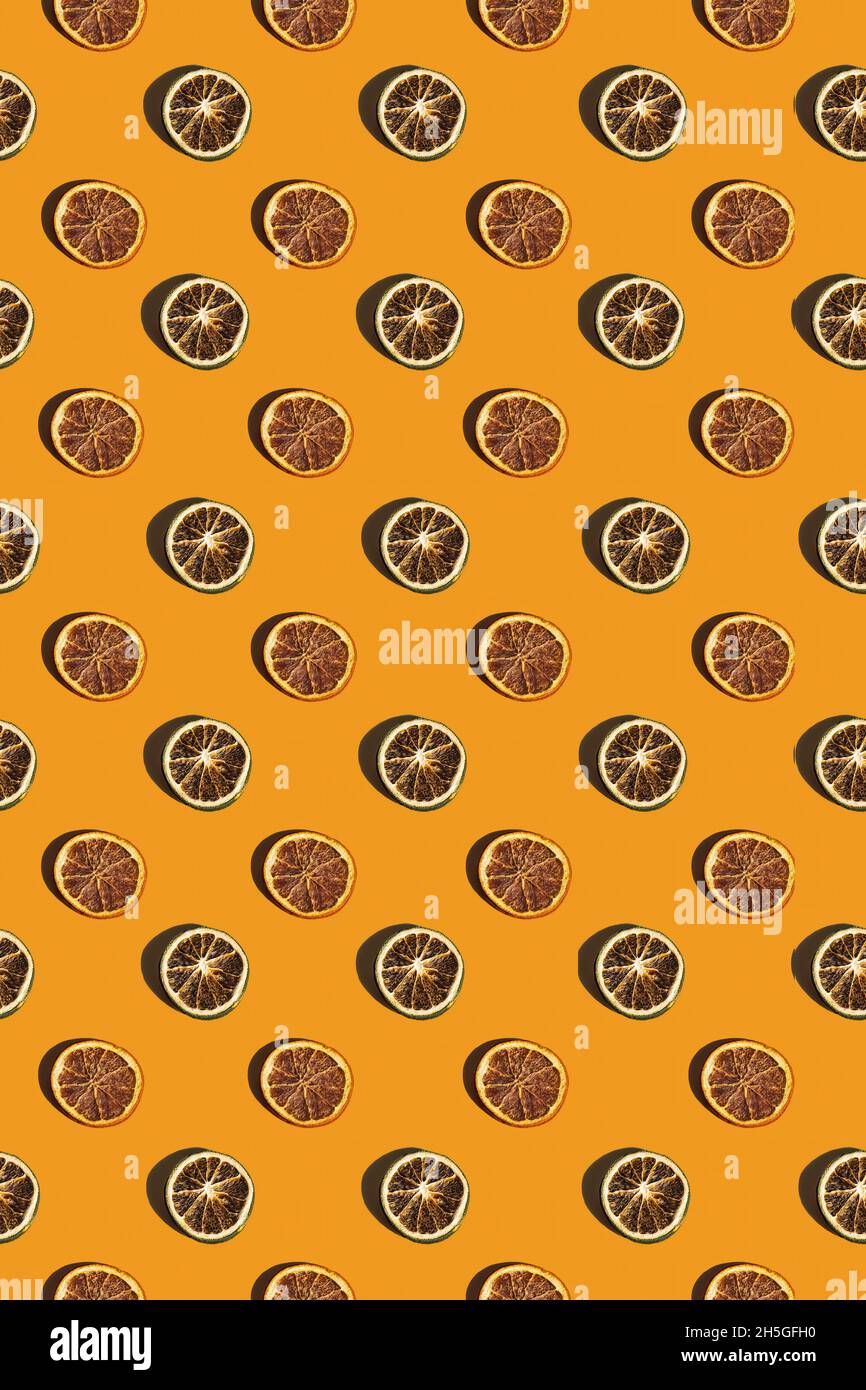 Seamless pattern with dried citrus slices Stock Photo