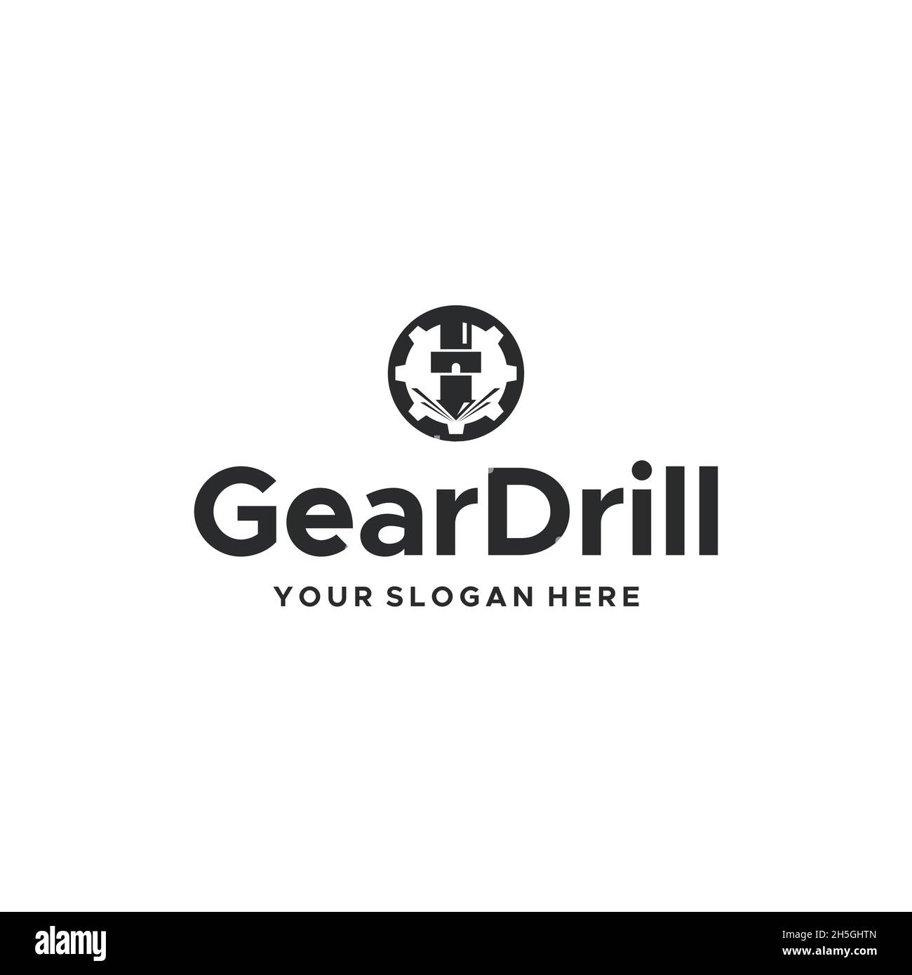 minimalist GearDrill circle silhouette logo design Stock Vector