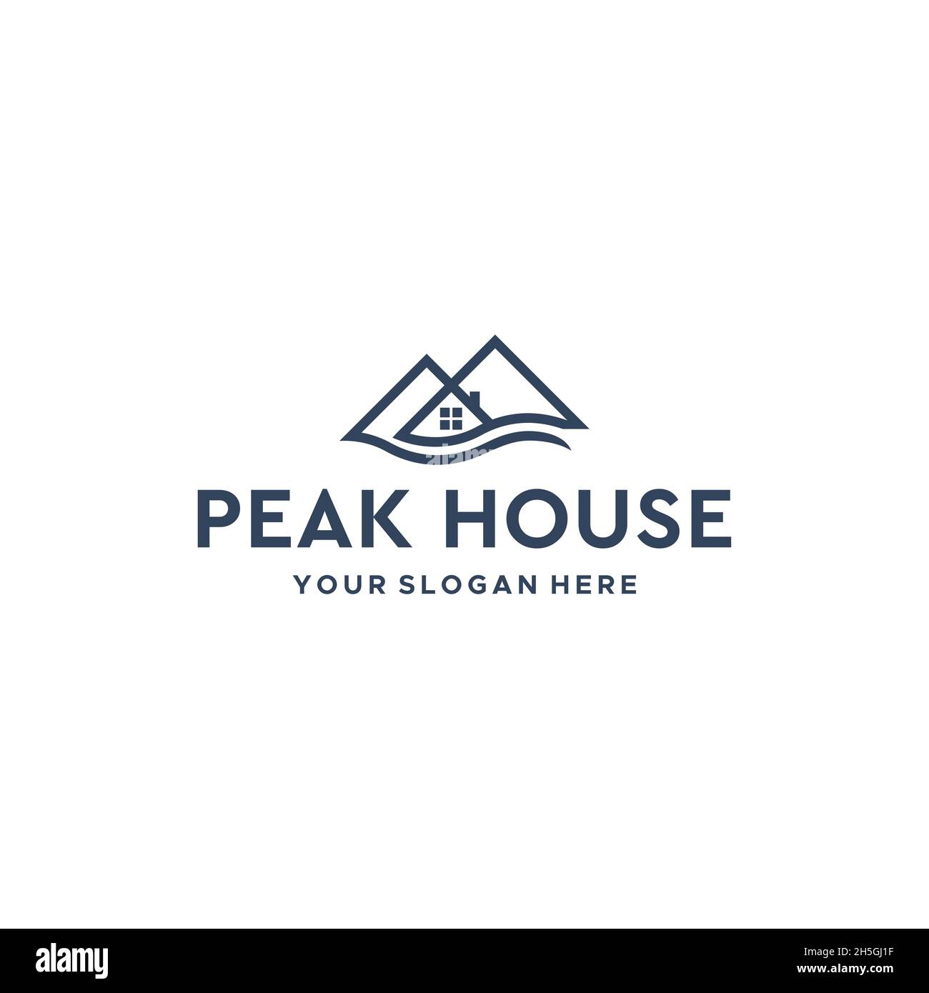 minimalist PEAK HOUSE mountain home Logo design Stock Vector