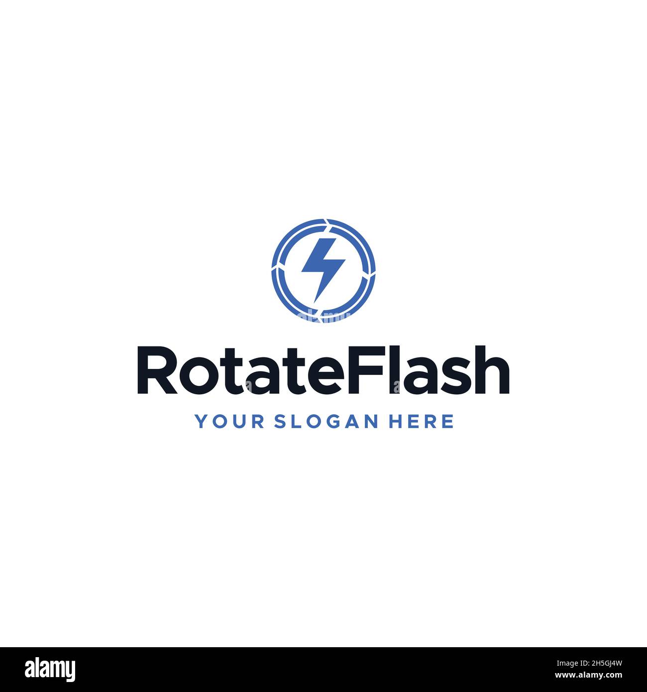 flat RotateFlash electricity circle logo design Stock Vector