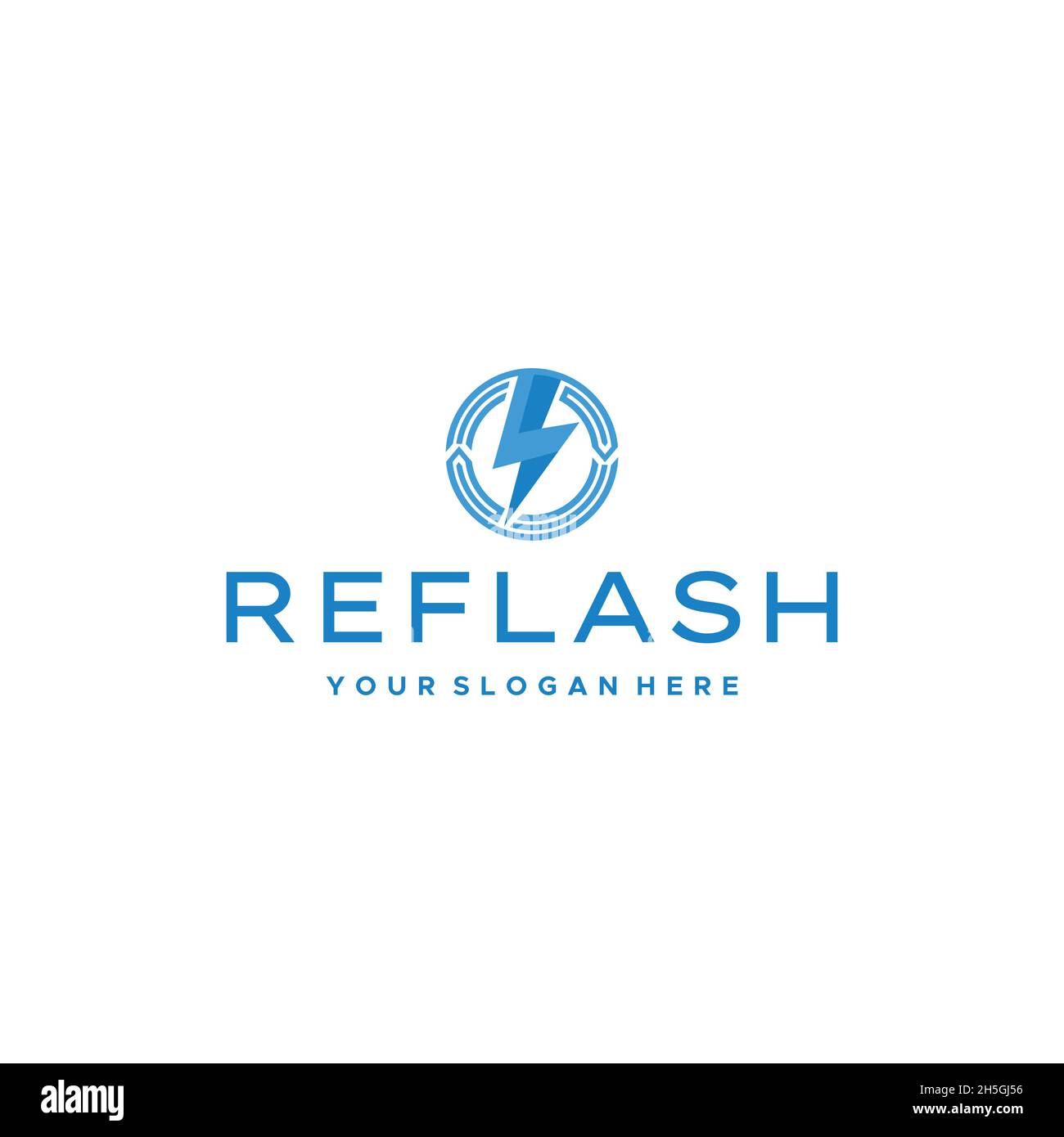 minimalist REFLASH electricity circle logo design Stock Vector