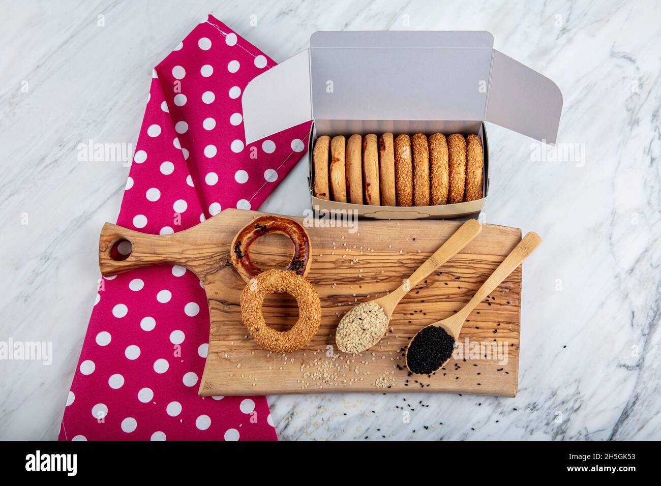 Turkish Bagel Kandil simidi with box. (stack of pastry). Turkish Pastry ...