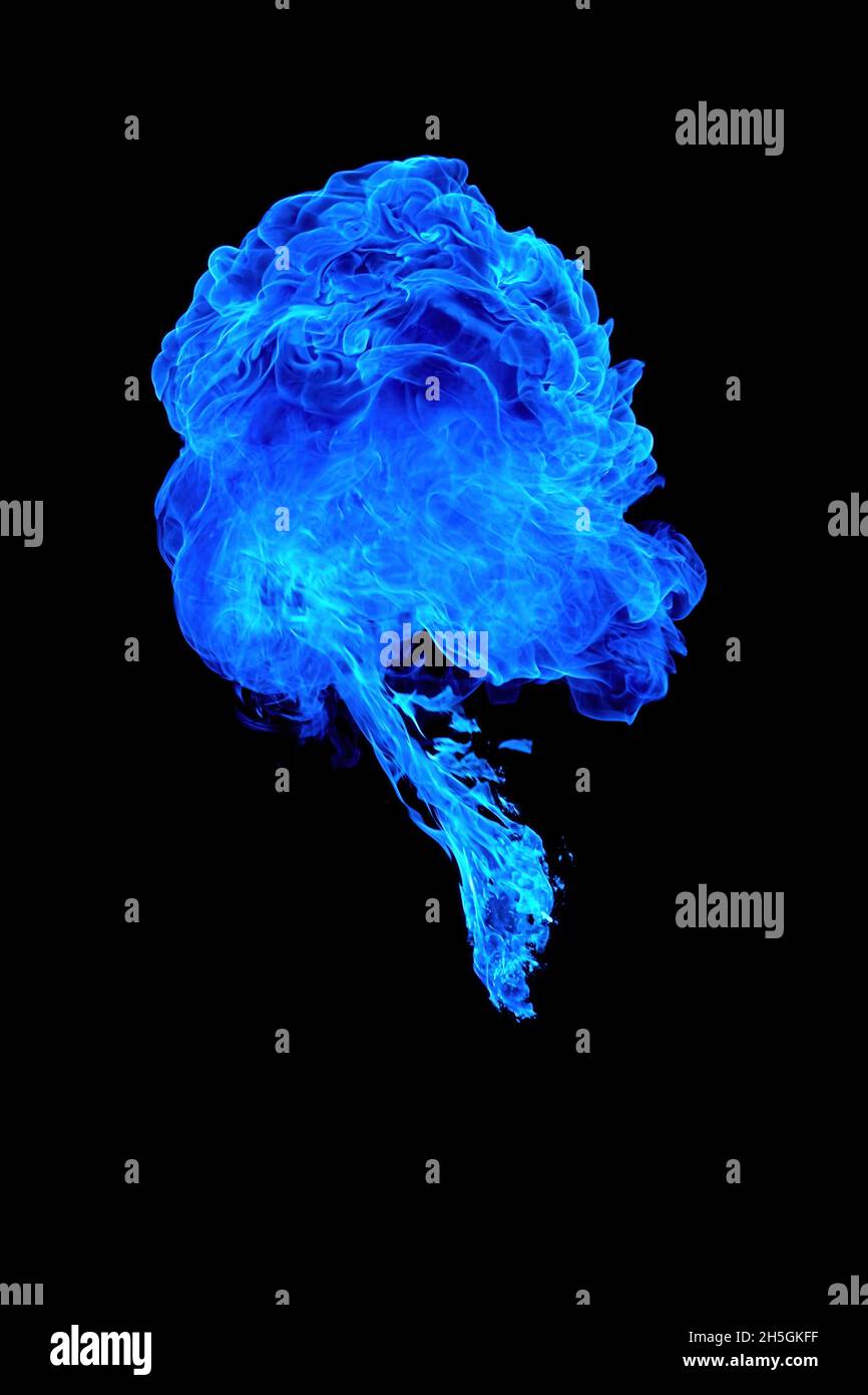 Realistic blue gas explosion isolated on black background Stock Photo