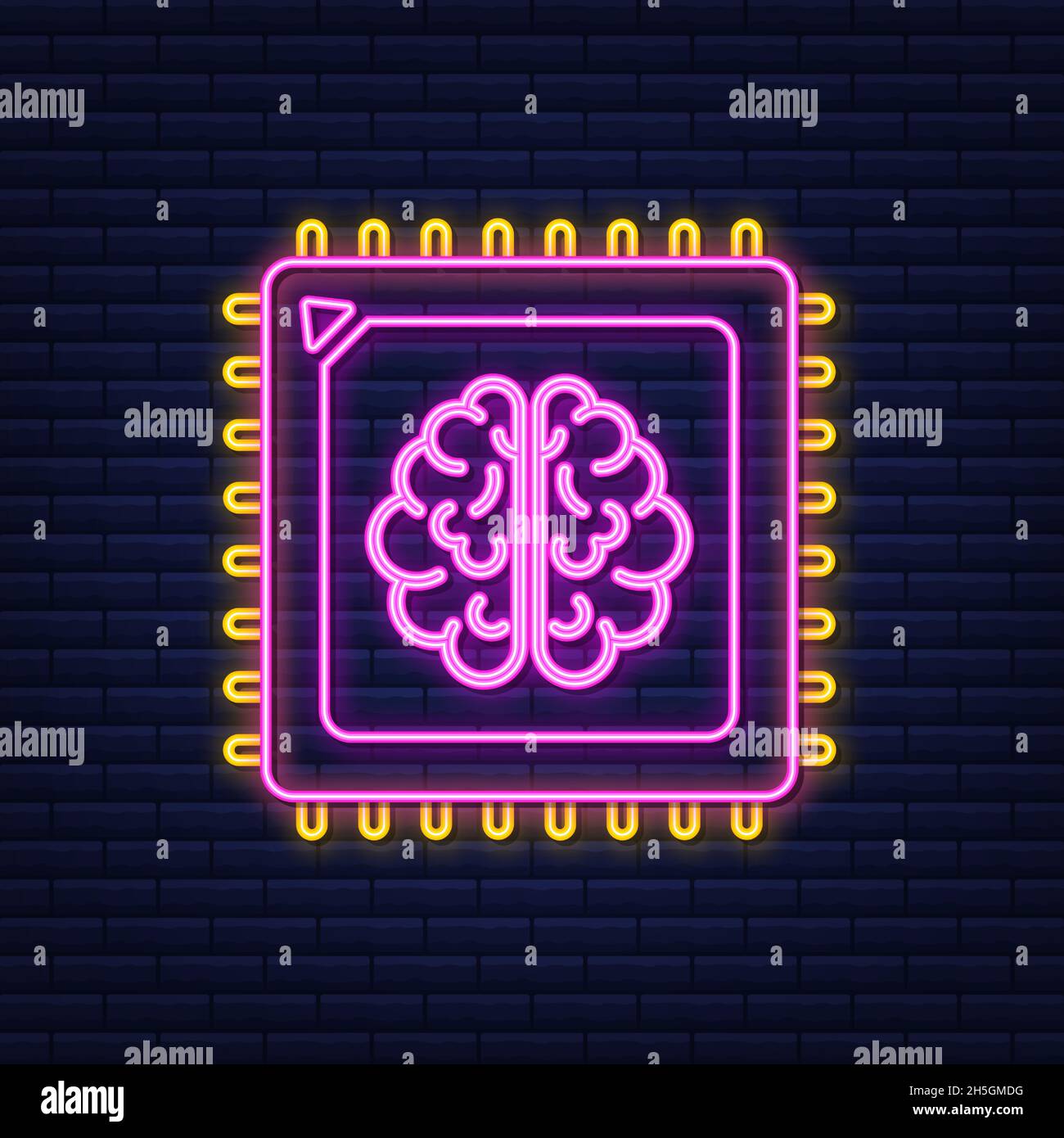 Brain. Digital brain in hand. Neural network. IQ testing. Brainstorm think idea. Vector stock illustration. Stock Vector