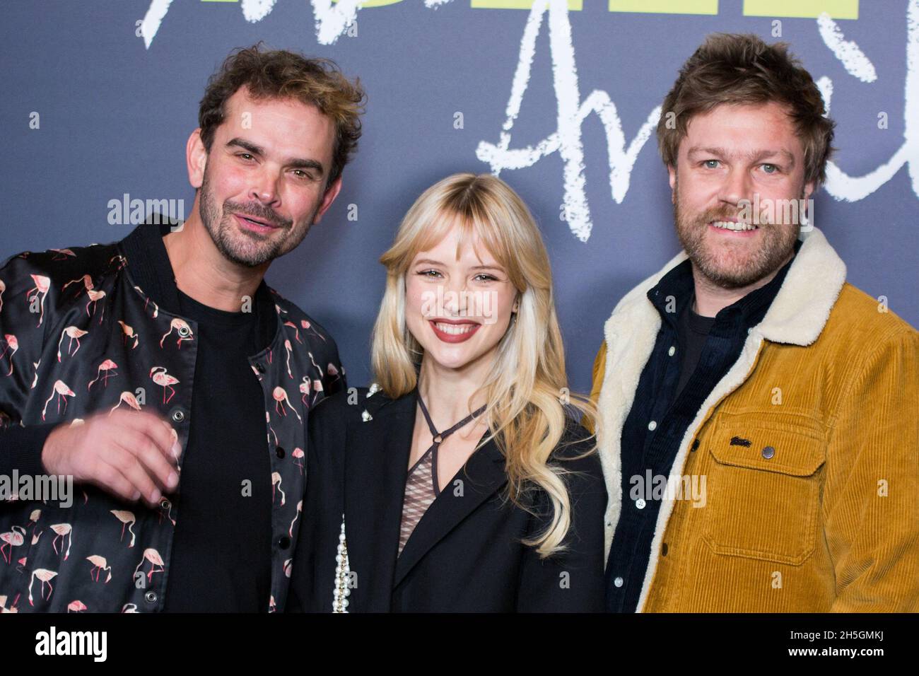 Paris, France. November 09, 2021, Sebastien Rensonnet, Angele, Brice VDH  attends 'ANGELE' Netflix documentary premiere at Le Grand Rex on November  09, 2021 in Paris, France. Photo by Nasser Berzane/ABACAPRESS.COM Stock  Photo - Alamy