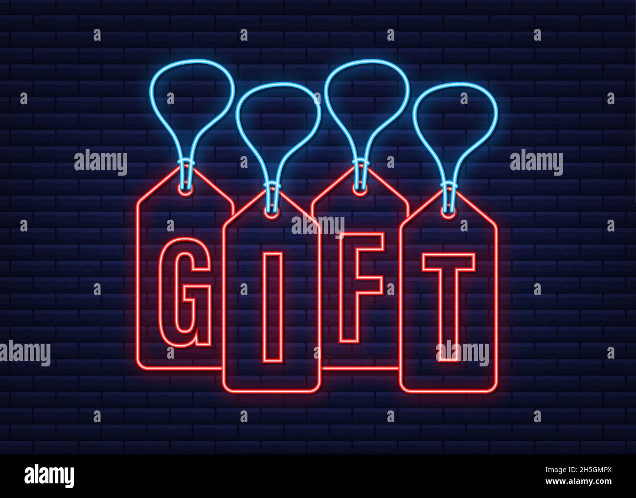 Gift Hangtags sale neon sign. Vector stock illustration. Stock Vector