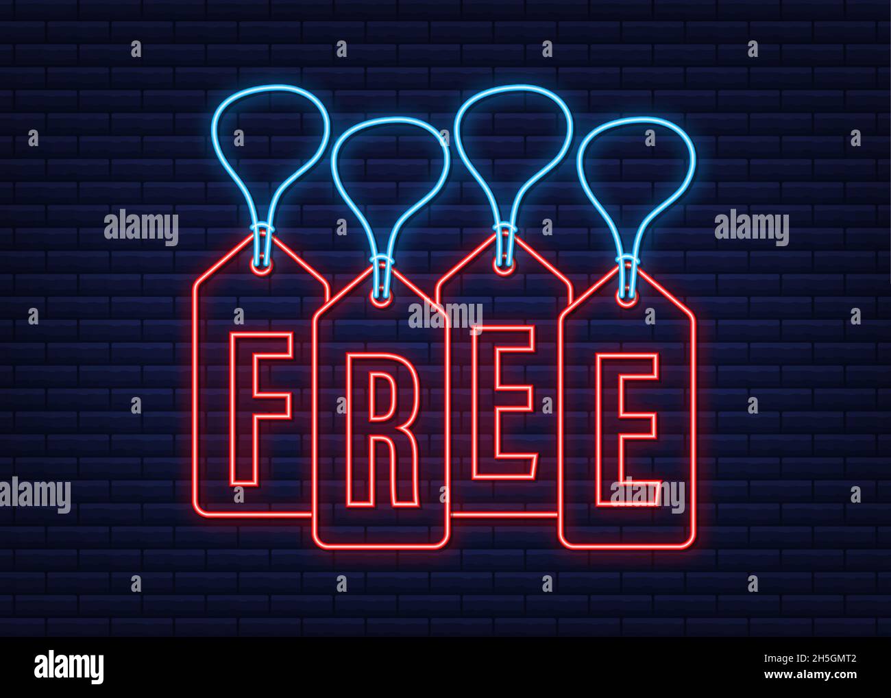 Free wording neon gift tags. Vector illustration Stock Vector